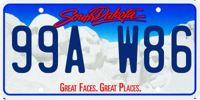 SD license plate 99AW86