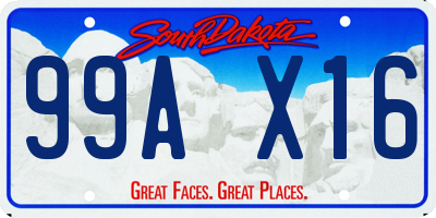 SD license plate 99AX16