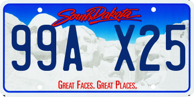 SD license plate 99AX25