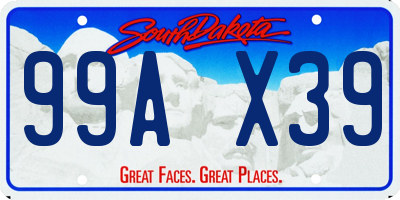 SD license plate 99AX39