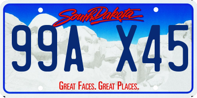 SD license plate 99AX45