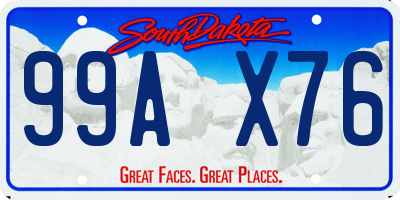 SD license plate 99AX76