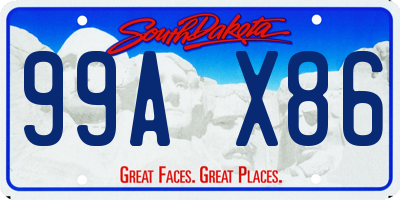 SD license plate 99AX86