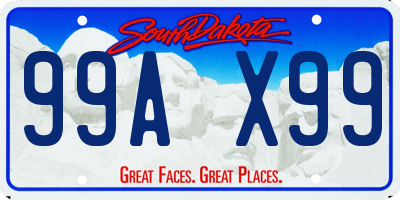 SD license plate 99AX99