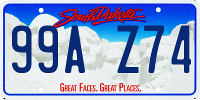 SD license plate 99AZ74