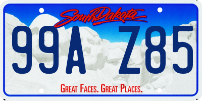 SD license plate 99AZ85