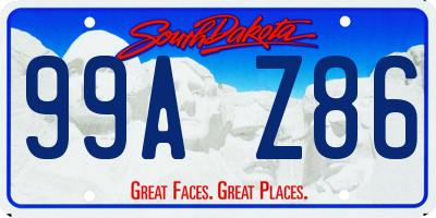 SD license plate 99AZ86
