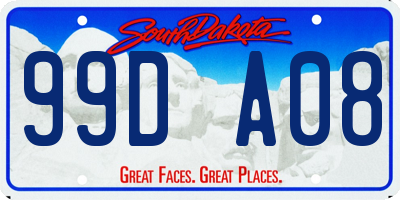 SD license plate 99DA08