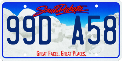 SD license plate 99DA58