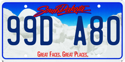 SD license plate 99DA80