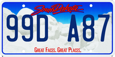SD license plate 99DA87