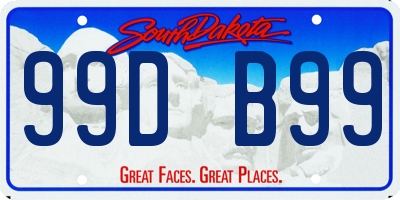 SD license plate 99DB99