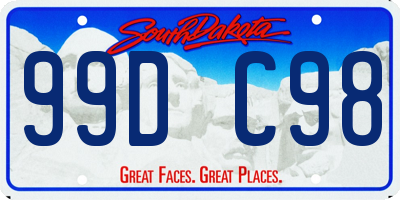 SD license plate 99DC98