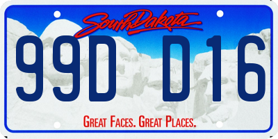 SD license plate 99DD16