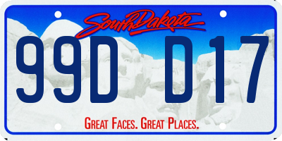 SD license plate 99DD17