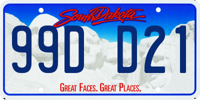 SD license plate 99DD21