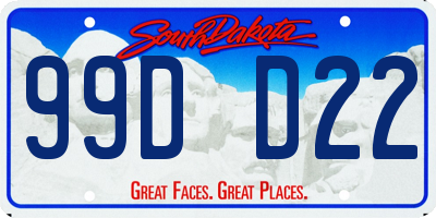 SD license plate 99DD22