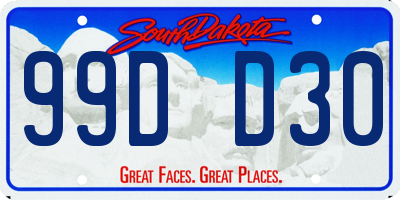 SD license plate 99DD30