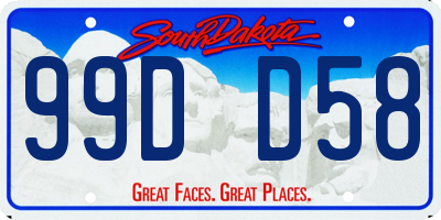 SD license plate 99DD58