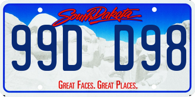 SD license plate 99DD98