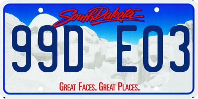 SD license plate 99DE03
