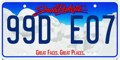 SD license plate 99DE07