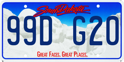 SD license plate 99DG20