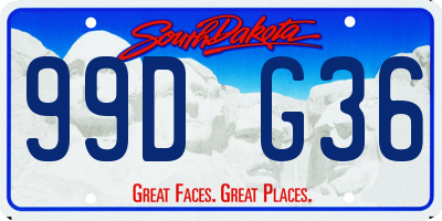 SD license plate 99DG36
