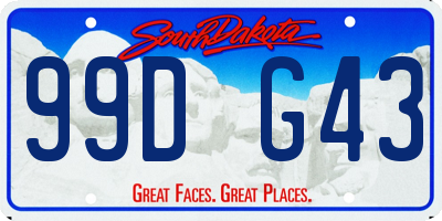 SD license plate 99DG43