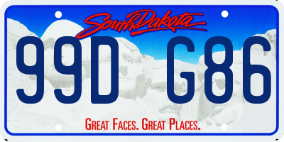 SD license plate 99DG86