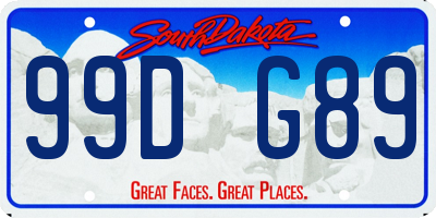 SD license plate 99DG89