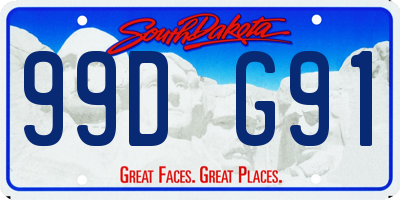 SD license plate 99DG91
