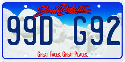 SD license plate 99DG92