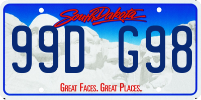 SD license plate 99DG98