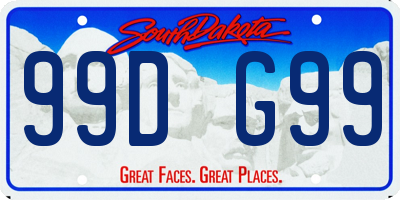 SD license plate 99DG99