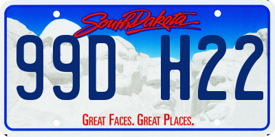 SD license plate 99DH22