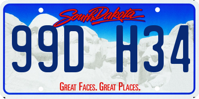 SD license plate 99DH34