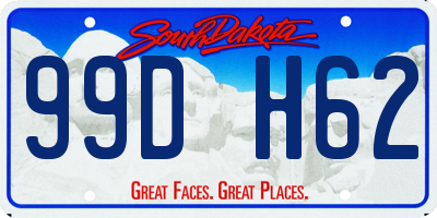 SD license plate 99DH62
