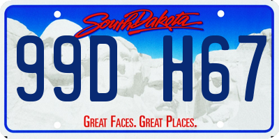 SD license plate 99DH67