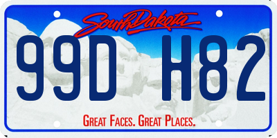 SD license plate 99DH82