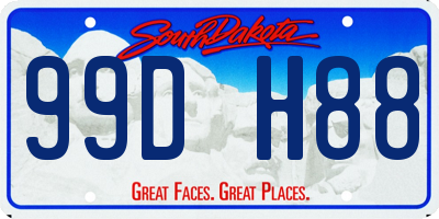 SD license plate 99DH88