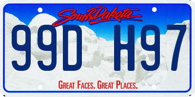 SD license plate 99DH97