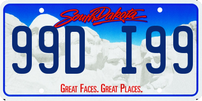 SD license plate 99DI99