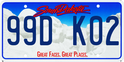 SD license plate 99DK02