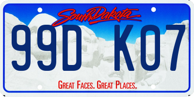 SD license plate 99DK07