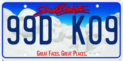 SD license plate 99DK09