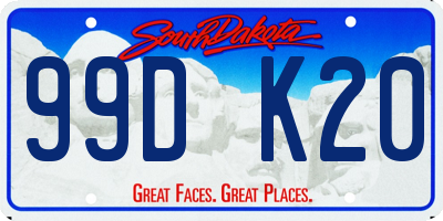 SD license plate 99DK20