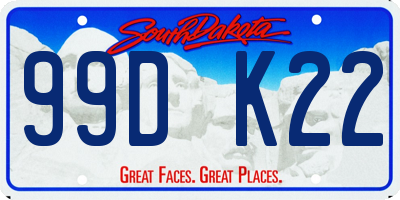 SD license plate 99DK22