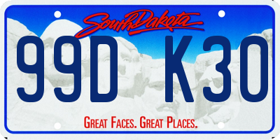 SD license plate 99DK30