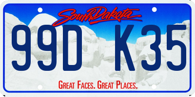 SD license plate 99DK35